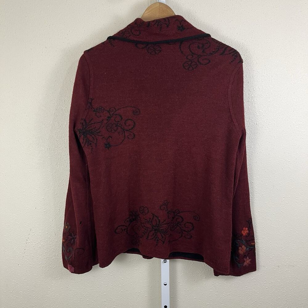 Caamano Alpaca Floral Embroidered Jacket Womens L Large Folkcore Art To Wear - Picture 5 of 9
